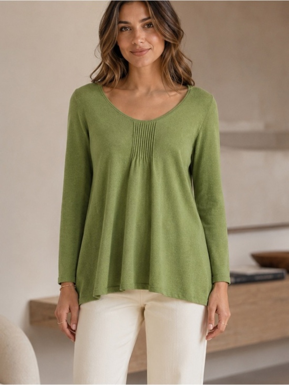 Eileen Fisher Cashmere Scoop Neck Lightweight Knit Sweater Size Medium - Picture 1 of 5